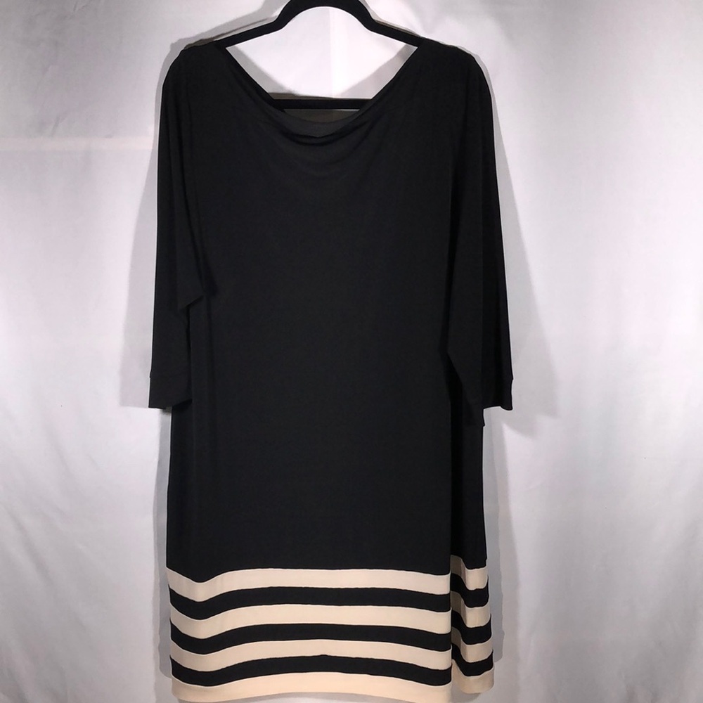 NWOT Classic Elegant Black and Cream Striped Dress 3/4 Sleeves 22W